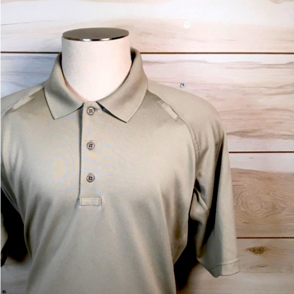 5.11 Tactical Large-Tall Khaki Short Sleeve Tactical 3-Button Blend Polo